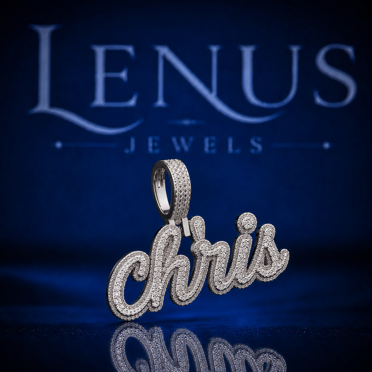 Chris Iced Out VVS Moissanite Name Pendant – 925 Sterling Silver Cursive Script Hip Hop Necklace Charm, Diamond Tester Pass Jewelry  Copy Title