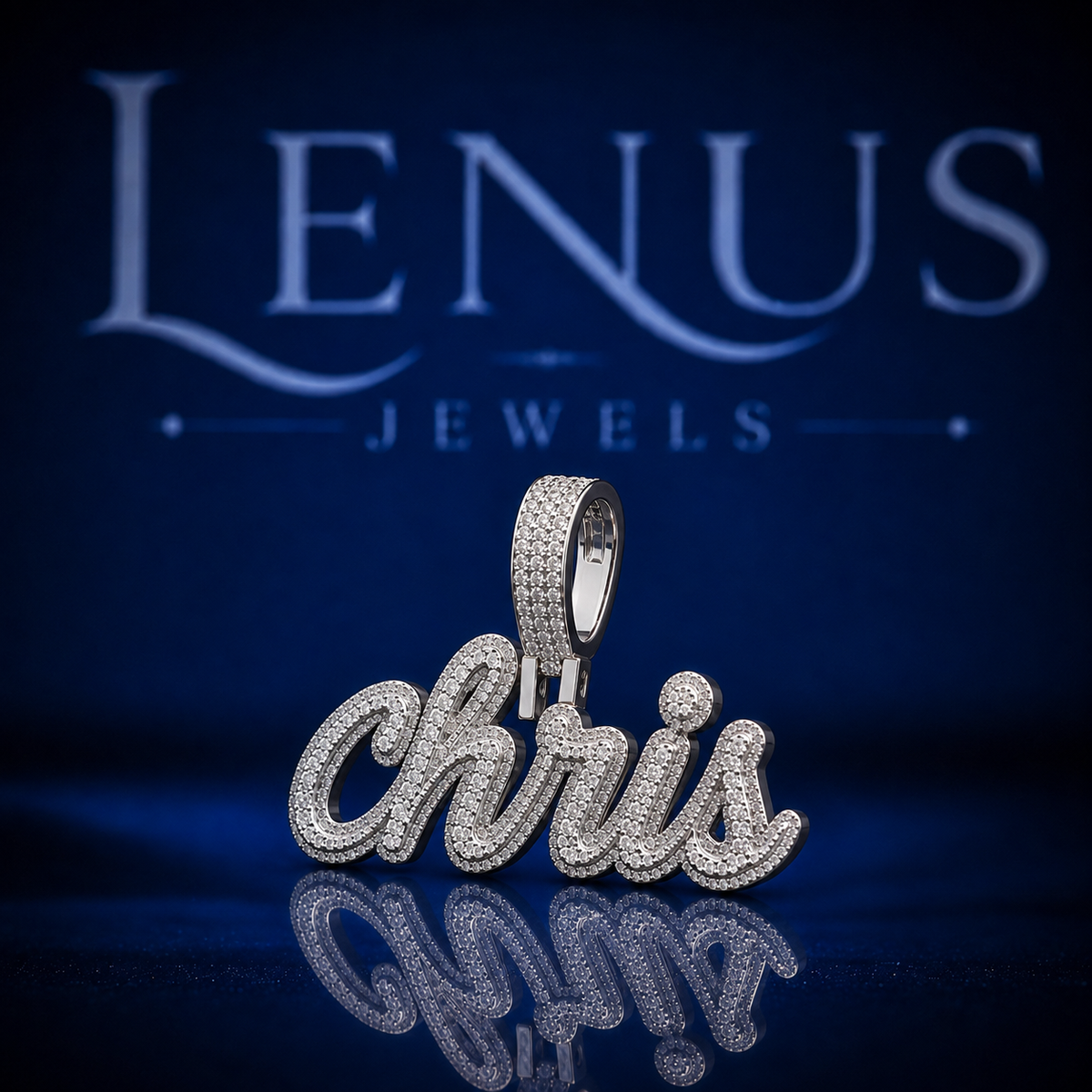 Chris Iced Out VVS Moissanite Name Pendant – 925 Sterling Silver Cursive Script Hip Hop Necklace Charm, Diamond Tester Pass Jewelry  Copy Title