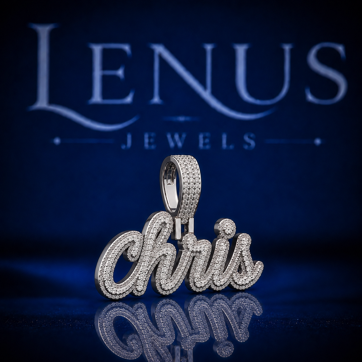 Chris Iced Out VVS Moissanite Name Pendant – 925 Sterling Silver Cursive Script Hip Hop Necklace Charm, Diamond Tester Pass Jewelry  Copy Title
