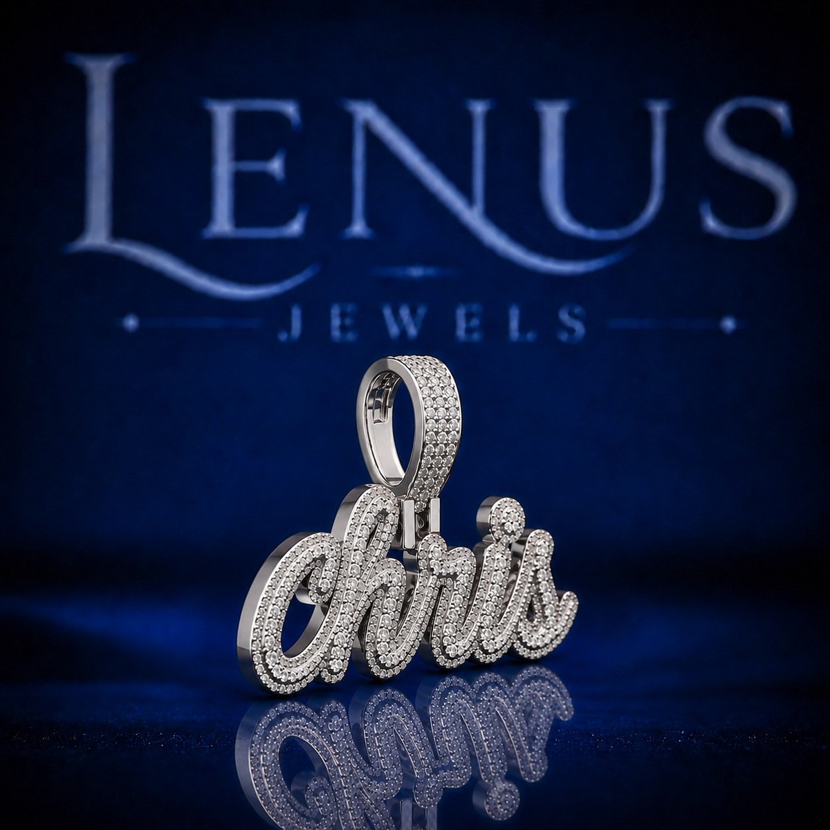 Chris Iced Out VVS Moissanite Name Pendant – 925 Sterling Silver Cursive Script Hip Hop Necklace Charm, Diamond Tester Pass Jewelry  Copy Title