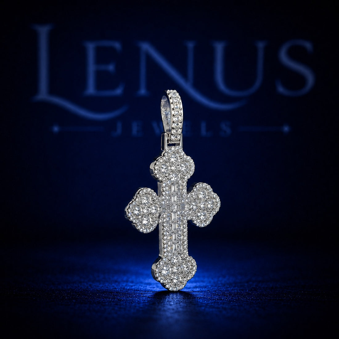 Iced Out Gothic Cross Pendant – VVS Moissanite 925 Sterling Silver, Diamond Tester Pass, Vintage Floral Christian Cross, Hip Hop Jewelry