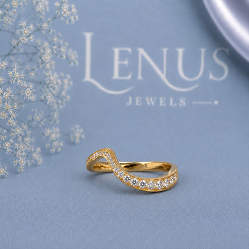 Twisted Wave Moissanite Ring – Gold Pavé Bypass Wedding Band