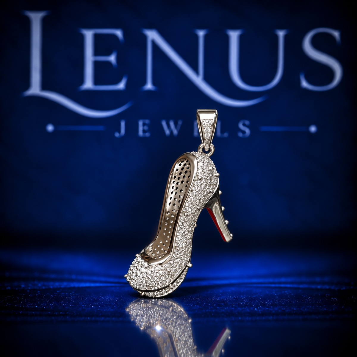 High Heel Shoe Moissanite Pendant – VVS 925 Sterling Silver Iced Out Stiletto Fashion Pendant for Women