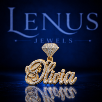 Custom Olivia Moissanite Name Pendant – VVS 925 Sterling Silver Gold Finish Iced Out Script Portrait Hip Hop Pendant