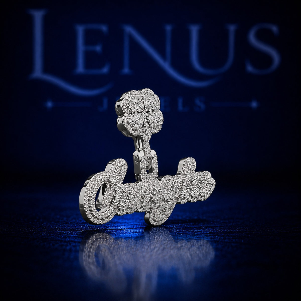 Custom Iced Out Moissanite Script Name Pendant – 925 Sterling Silver VVS Diamond Tester Pass Floral Bail Hip Hop Jewelry