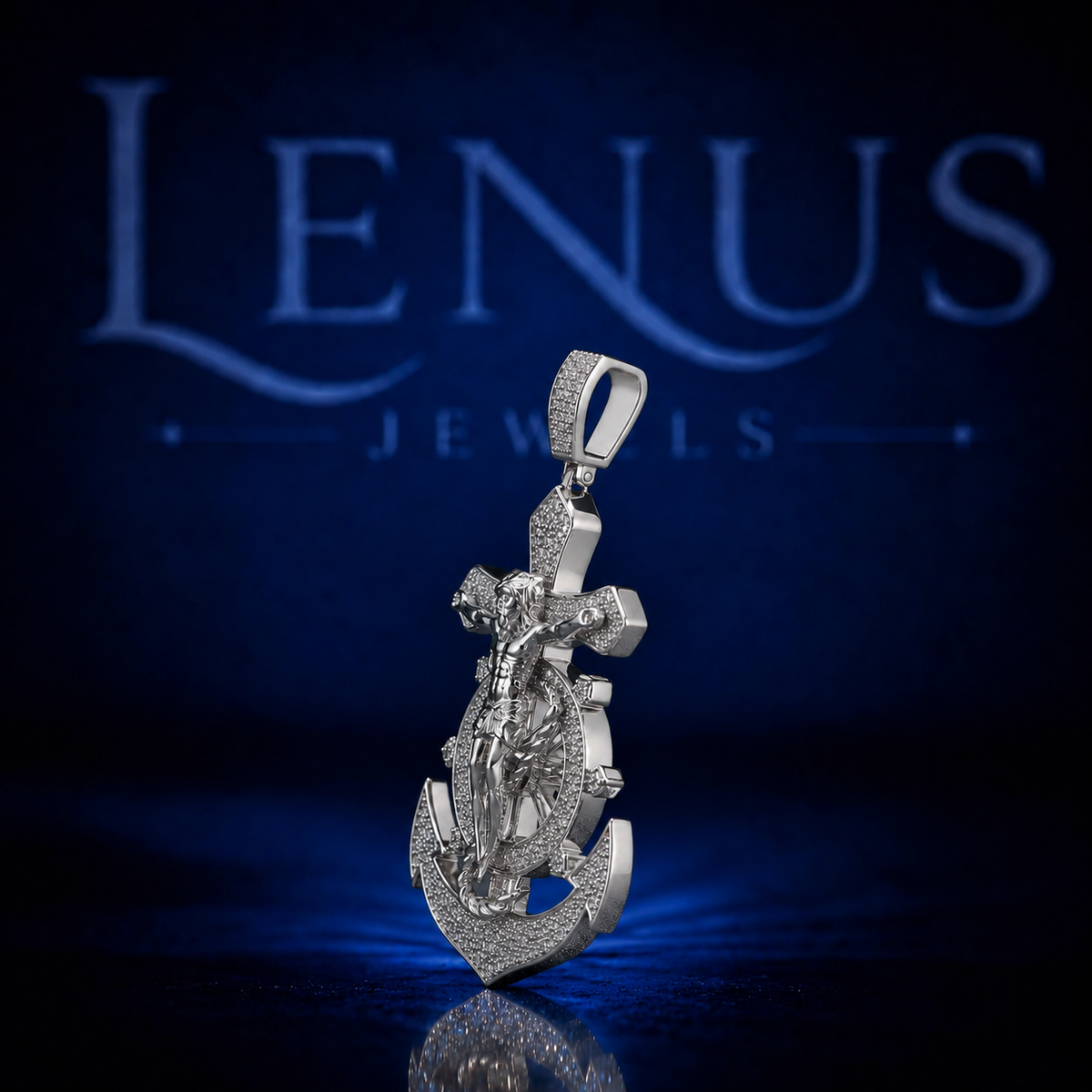 Iced Out Moissanite Anchor Pendant – 925 Sterling Silver VVS Nautical Ship Wheel Sword Hip Hop Jewelry