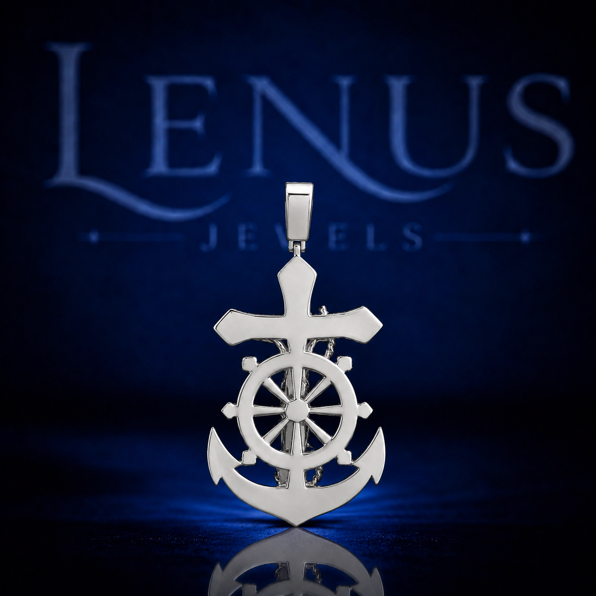 Iced Out Moissanite Anchor Pendant – 925 Sterling Silver VVS Nautical Ship Wheel Sword Hip Hop Jewelry