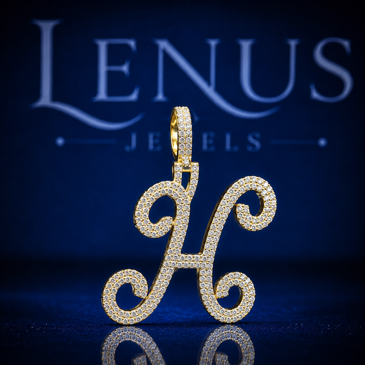 Iced Out Letter H Moissanite Pendant – VVS D Color 925 Sterling Silver Gold Finish, Custom Initial Hip Hop Jewelry for Men & Women
