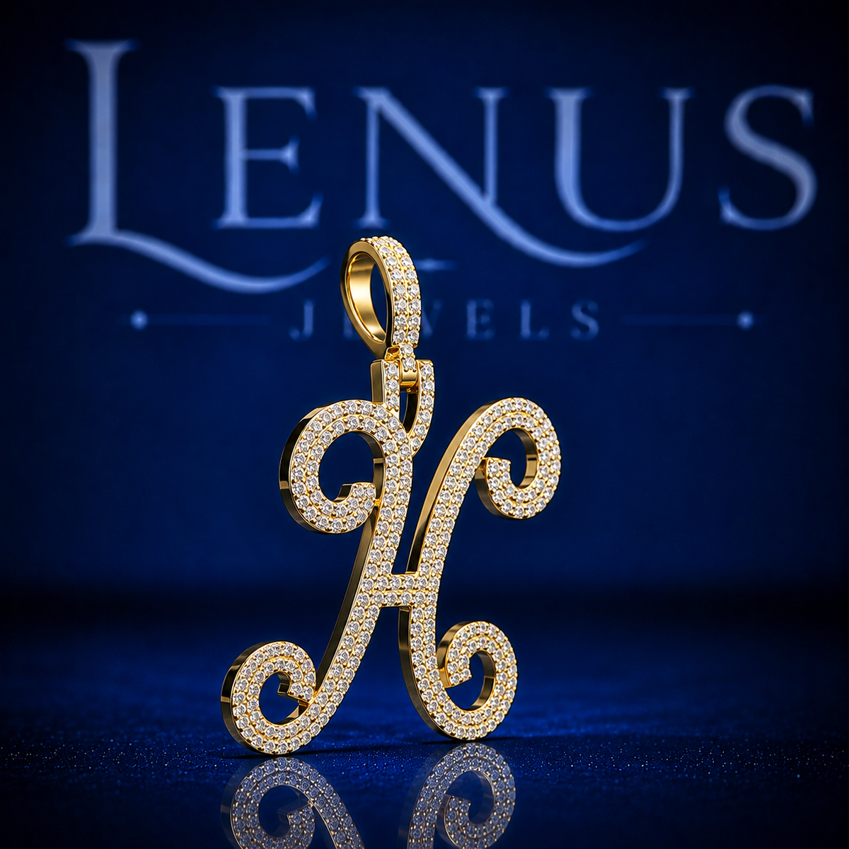 Iced Out Letter H Moissanite Pendant – VVS D Color 925 Sterling Silver Gold Finish, Custom Initial Hip Hop Jewelry for Men & Women