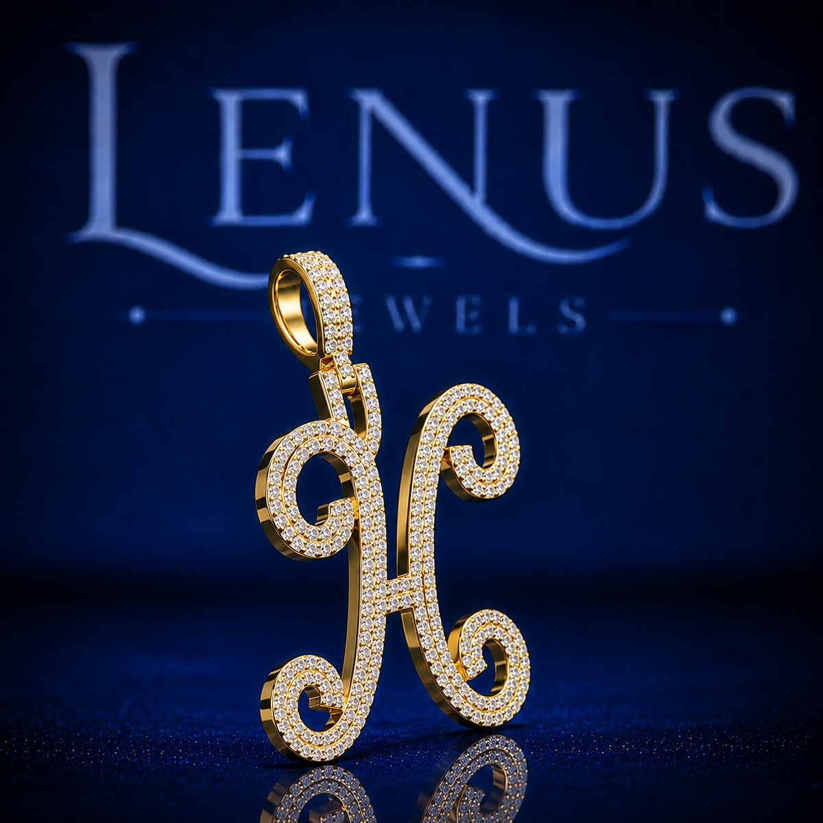 Iced Out Letter H Moissanite Pendant – VVS D Color 925 Sterling Silver Gold Finish, Custom Initial Hip Hop Jewelry for Men & Women