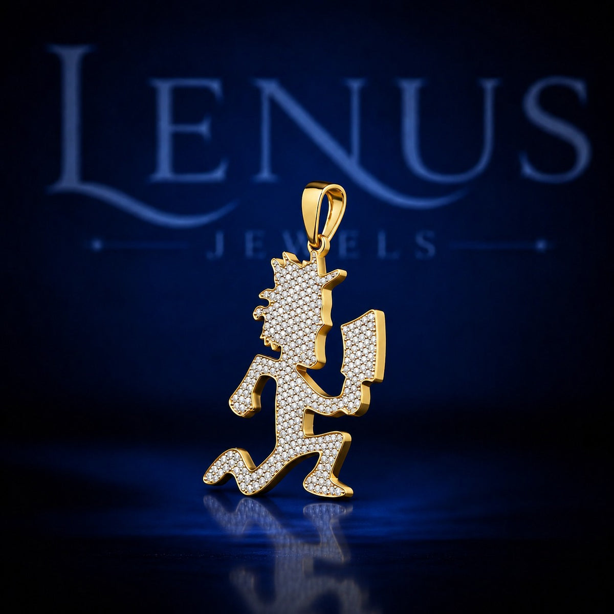 Iced Out Moissanite Hatchetman Pendant – 925 Sterling Silver VVS Running Hatchet Man Gold Tone Hip Hop Jewelry