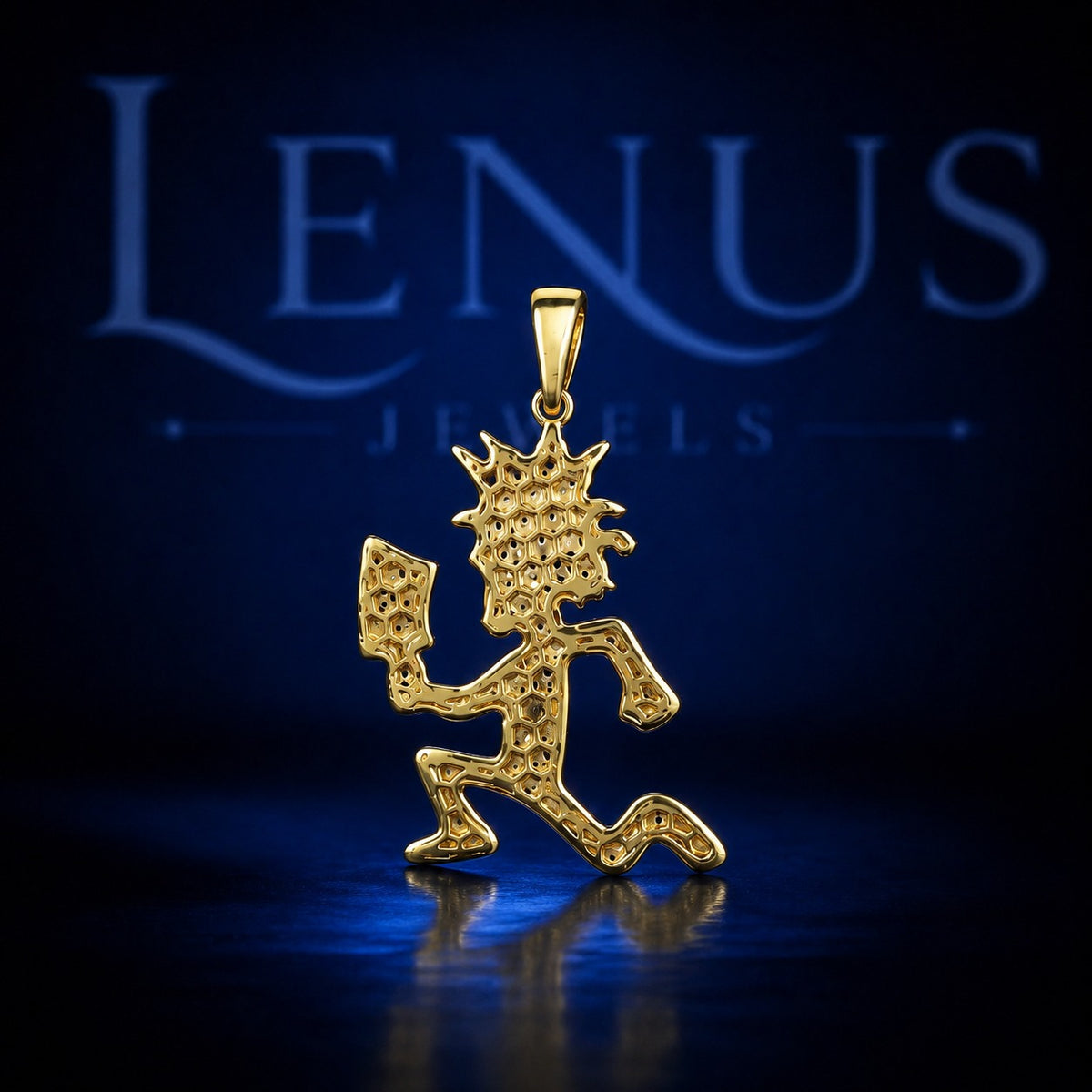 Iced Out Moissanite Hatchetman Pendant – 925 Sterling Silver VVS Running Hatchet Man Gold Tone Hip Hop Jewelry