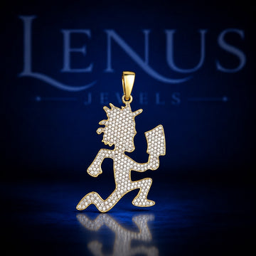 Iced Out Moissanite Hatchetman Pendant – 925 Sterling Silver VVS Running Hatchet Man Gold Tone Hip Hop Jewelry