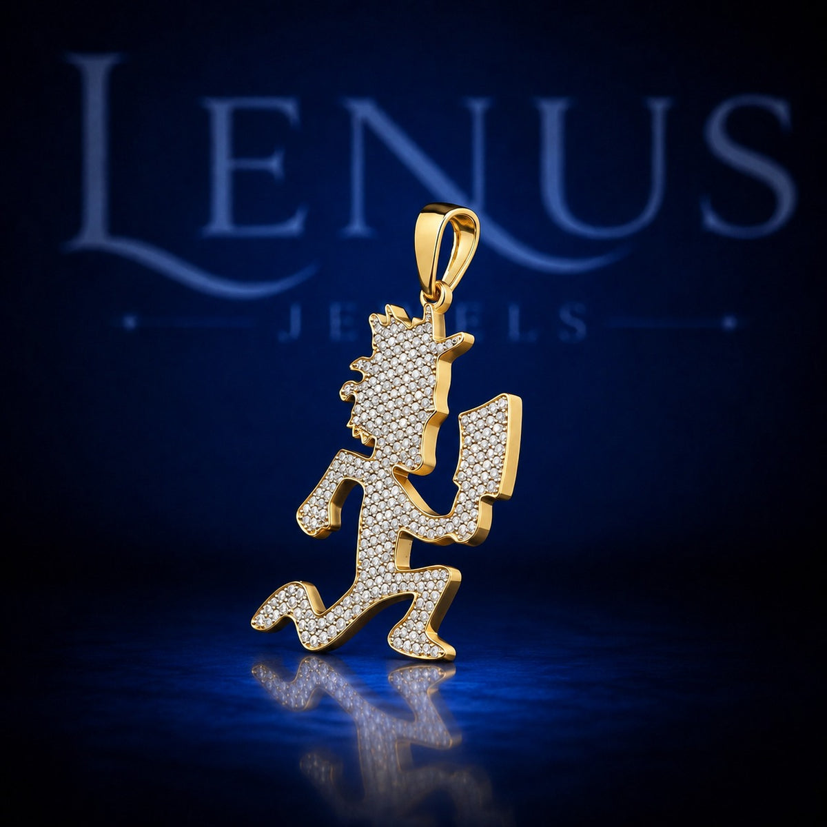Iced Out Moissanite Hatchetman Pendant – 925 Sterling Silver VVS Running Hatchet Man Gold Tone Hip Hop Jewelry