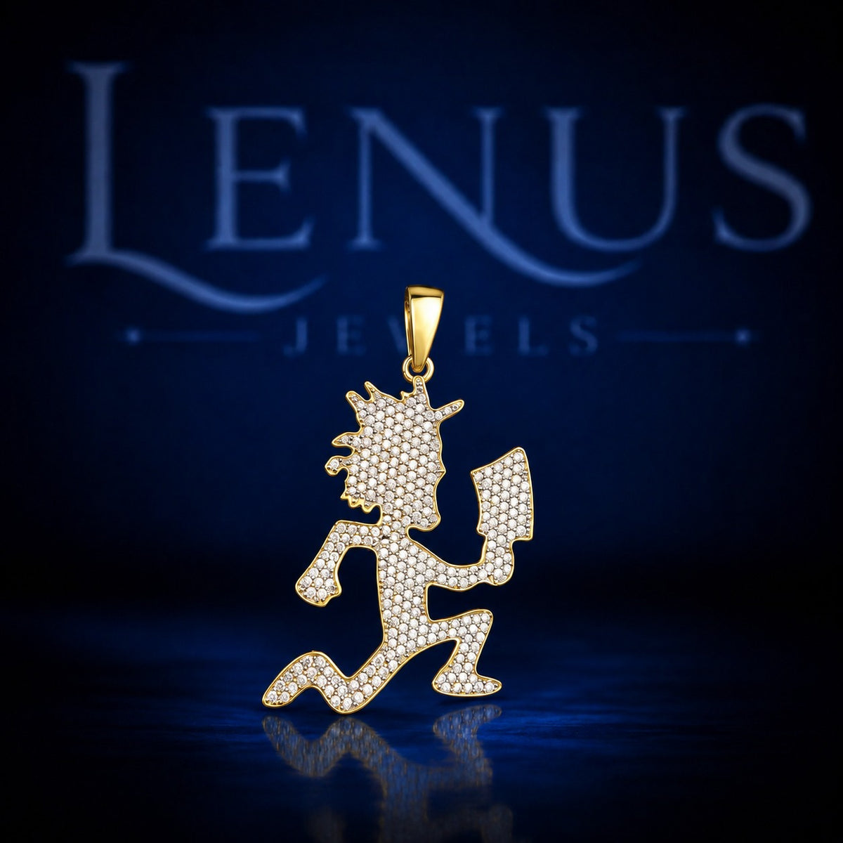Iced Out Moissanite Hatchetman Pendant – 925 Sterling Silver VVS Running Hatchet Man Gold Tone Hip Hop Jewelry