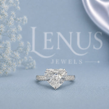 Heart Cut Moissanite Engagement Ring – 925 Sterling Silver Pavé Promise Ring for Women