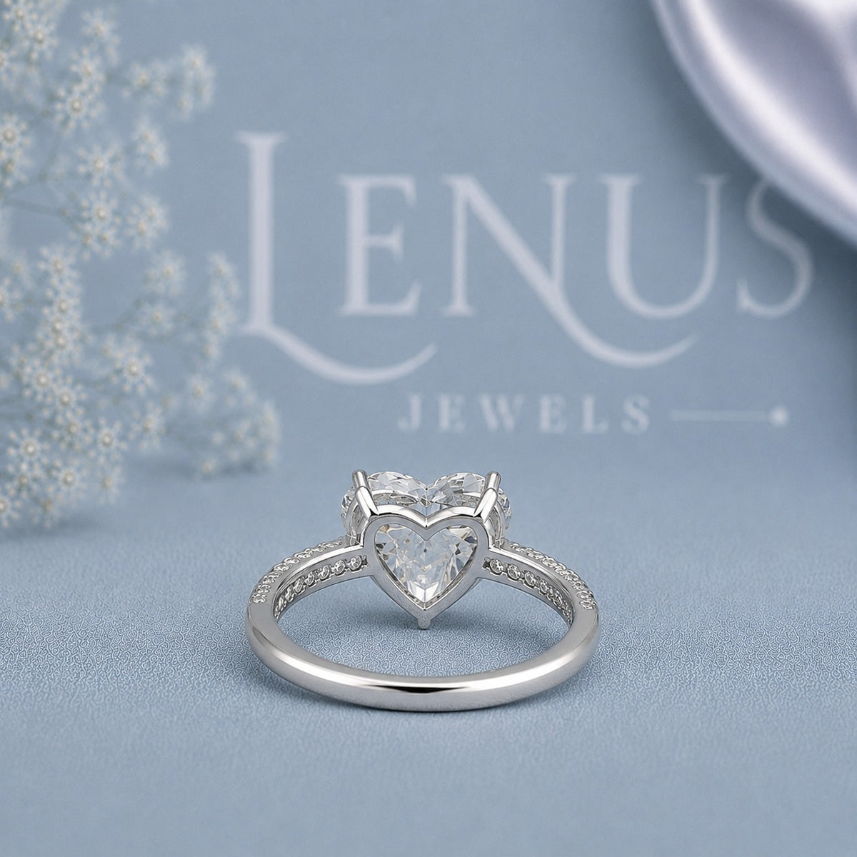 Heart Cut Moissanite Engagement Ring – 925 Sterling Silver Pavé Promise Ring for Women