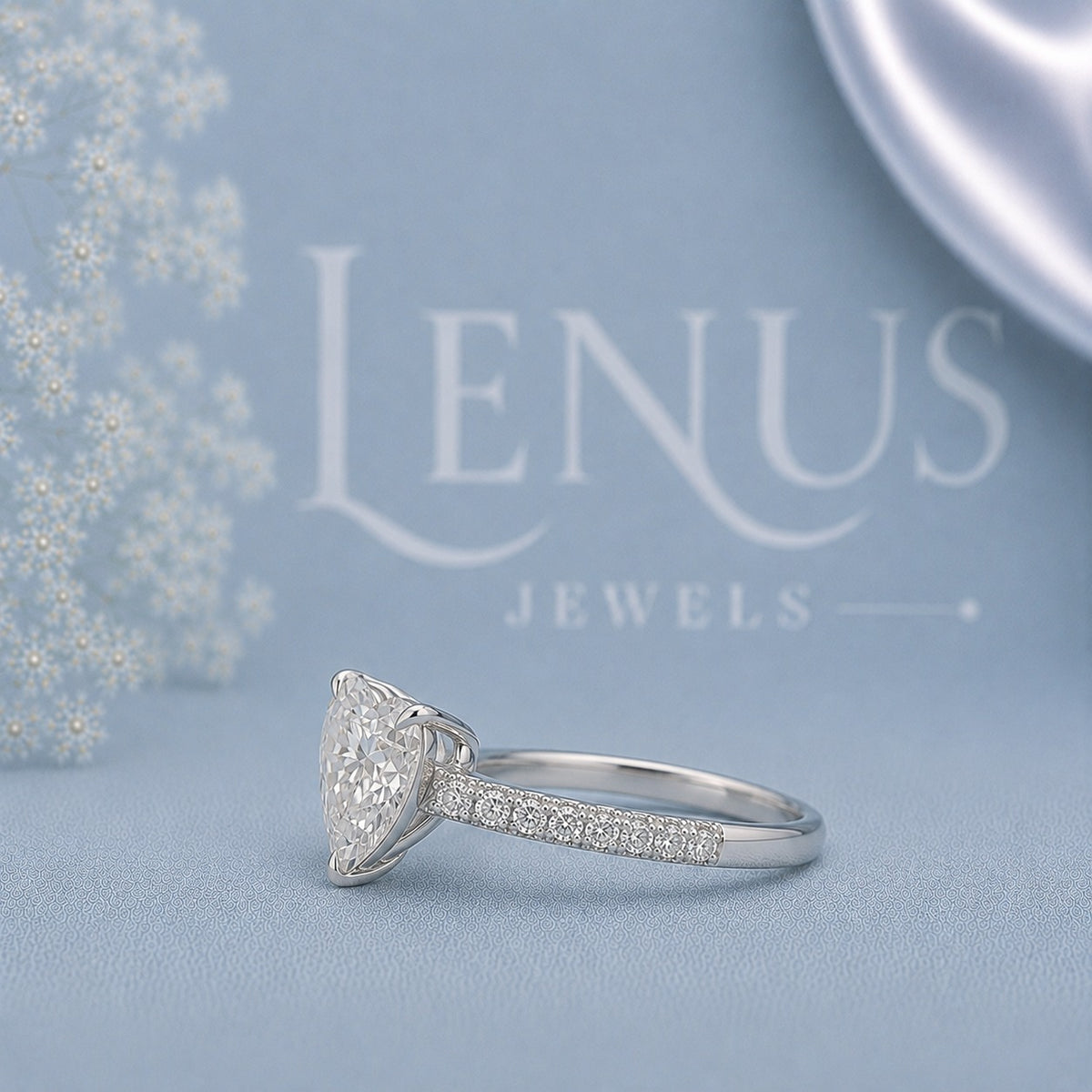 Heart Cut Moissanite Engagement Ring – 925 Sterling Silver Pavé Promise Ring for Women