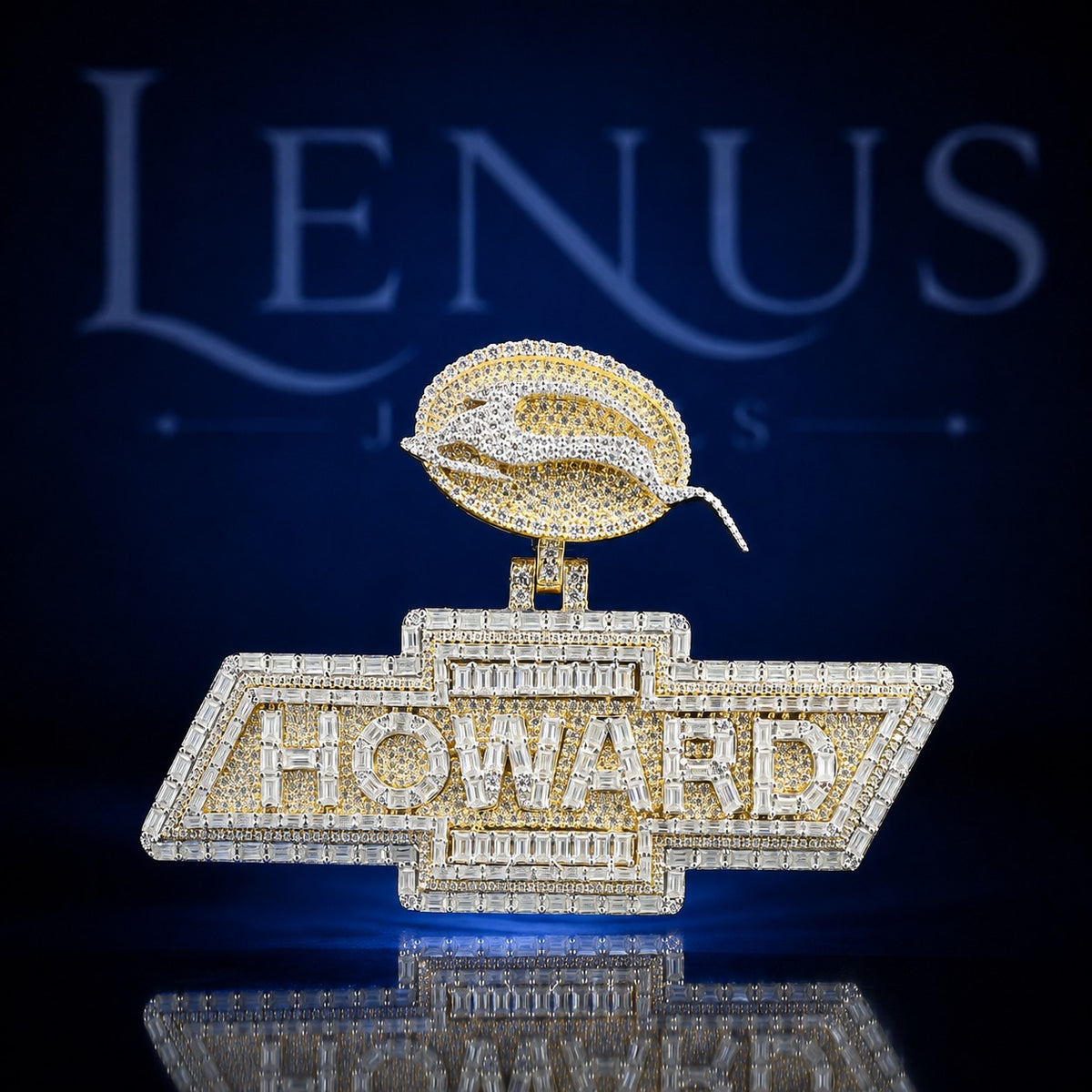 Custom HOWARD Iced Out Moissanite Pendant – 925 Sterling Silver VVS Two Tone Gold Hip Hop Nameplate with Logo Bail