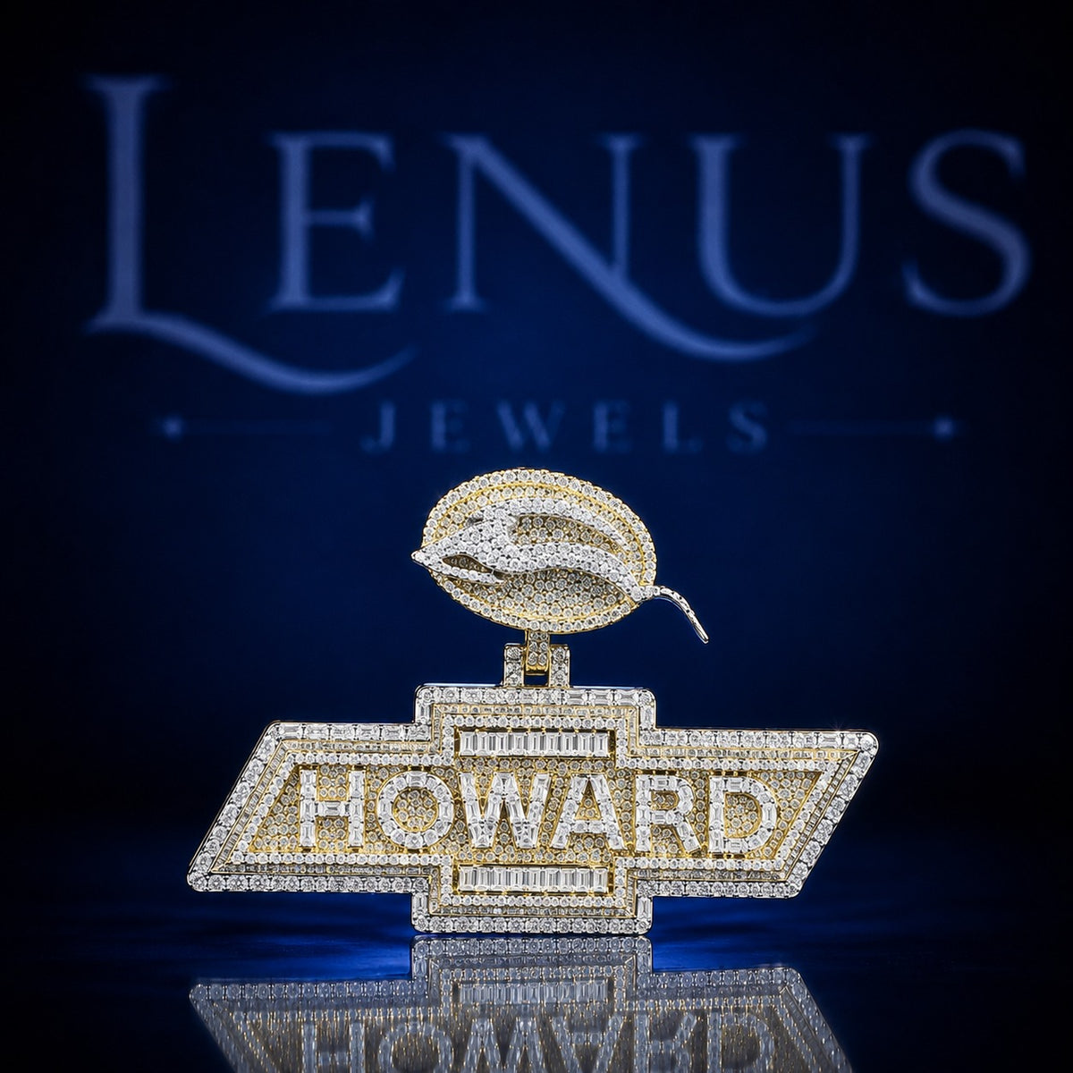 Custom HOWARD Iced Out Moissanite Pendant – 925 Sterling Silver VVS Two Tone Gold Hip Hop Nameplate with Logo Bail