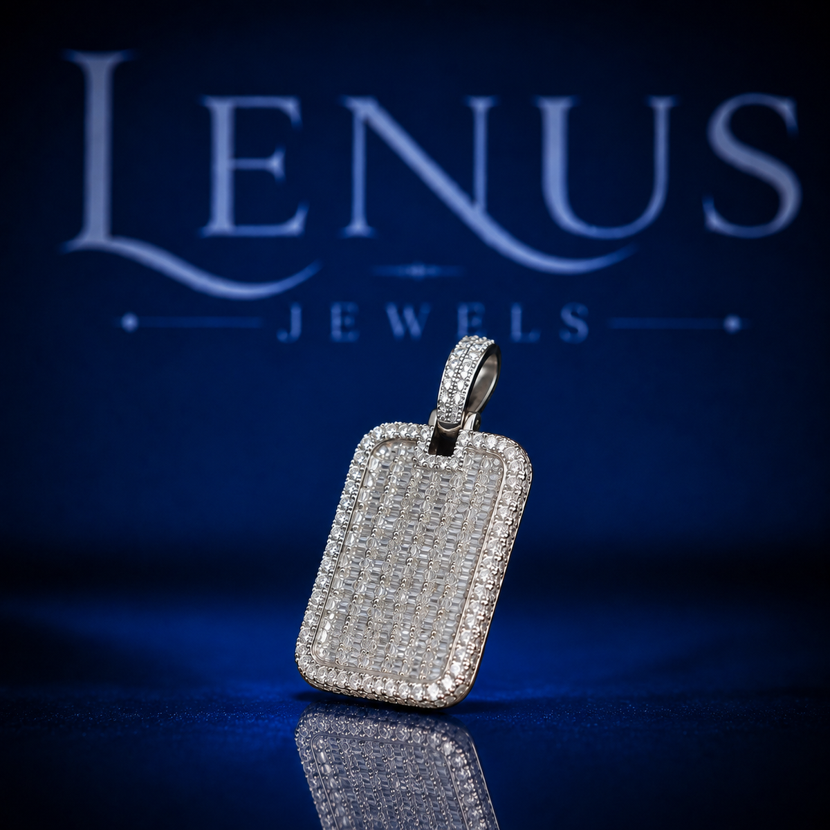 Iced Out VVS Moissanite Dog Tag Pendant – 925 Sterling Silver Full Pavé Rectangle Hip Hop Necklace Charm for Men & Women