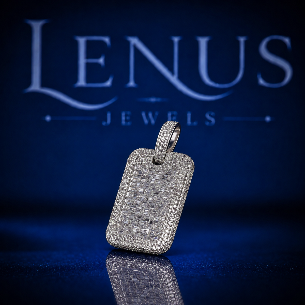 Iced Out VVS Moissanite Dog Tag Pendant – 925 Sterling Silver Full Pavé Rectangle Hip Hop Necklace Charm for Men & Women