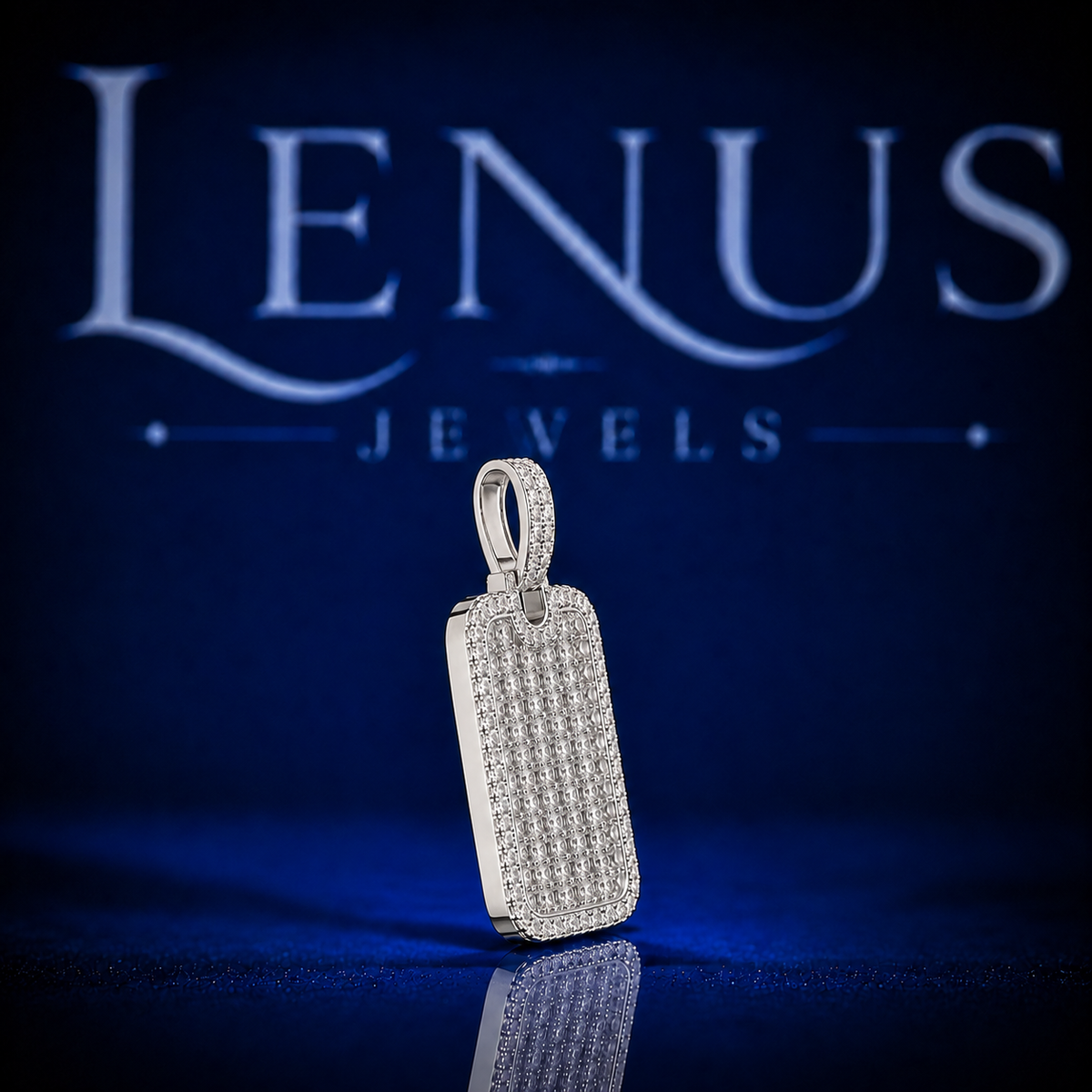 Iced Out VVS Moissanite Dog Tag Pendant – 925 Sterling Silver Full Pavé Rectangle Hip Hop Necklace Charm for Men & Women