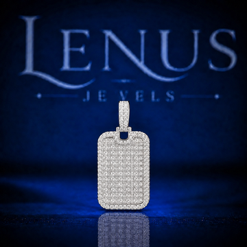 Iced Out VVS Moissanite Dog Tag Pendant – 925 Sterling Silver Full Pavé Rectangle Hip Hop Necklace Charm for Men & Women