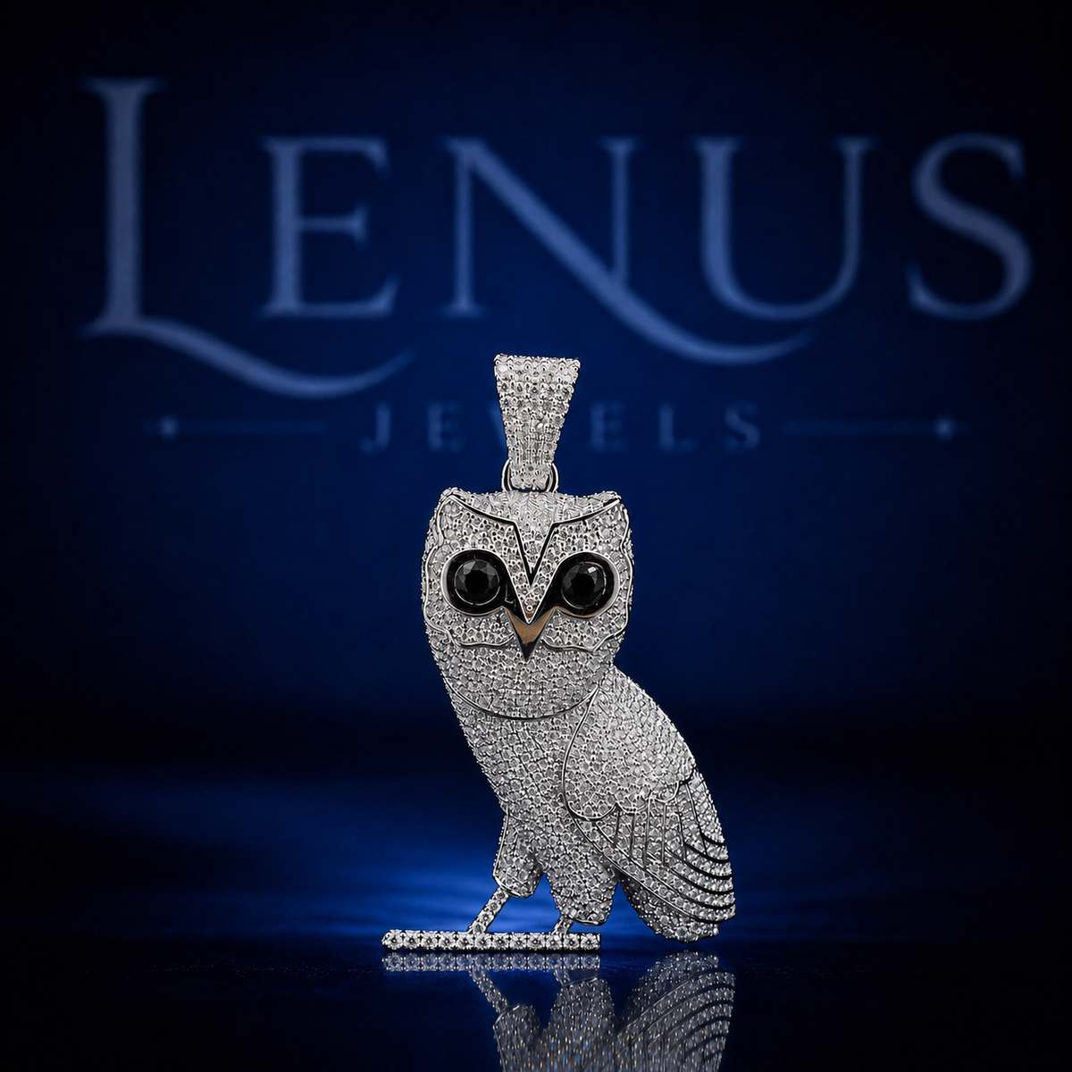 Iced Out VVS Moissanite Owl Pendant – 925 Sterling Silver 3D Bird Hip Hop Jewelry Black Eyes Diamond Tester Pass