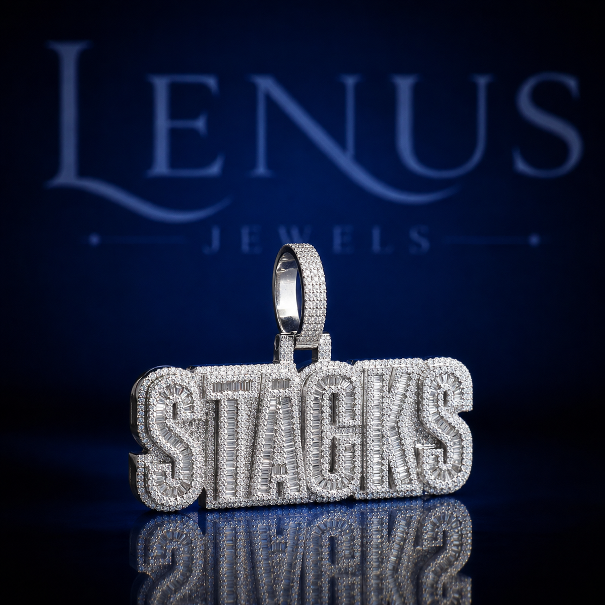 Custom STACKS Iced Out Moissanite Pendant – 925 Sterling Silver VVS 3D Block Letter Nameplate with Diamond Tester Pass Hip Hop Jewelry