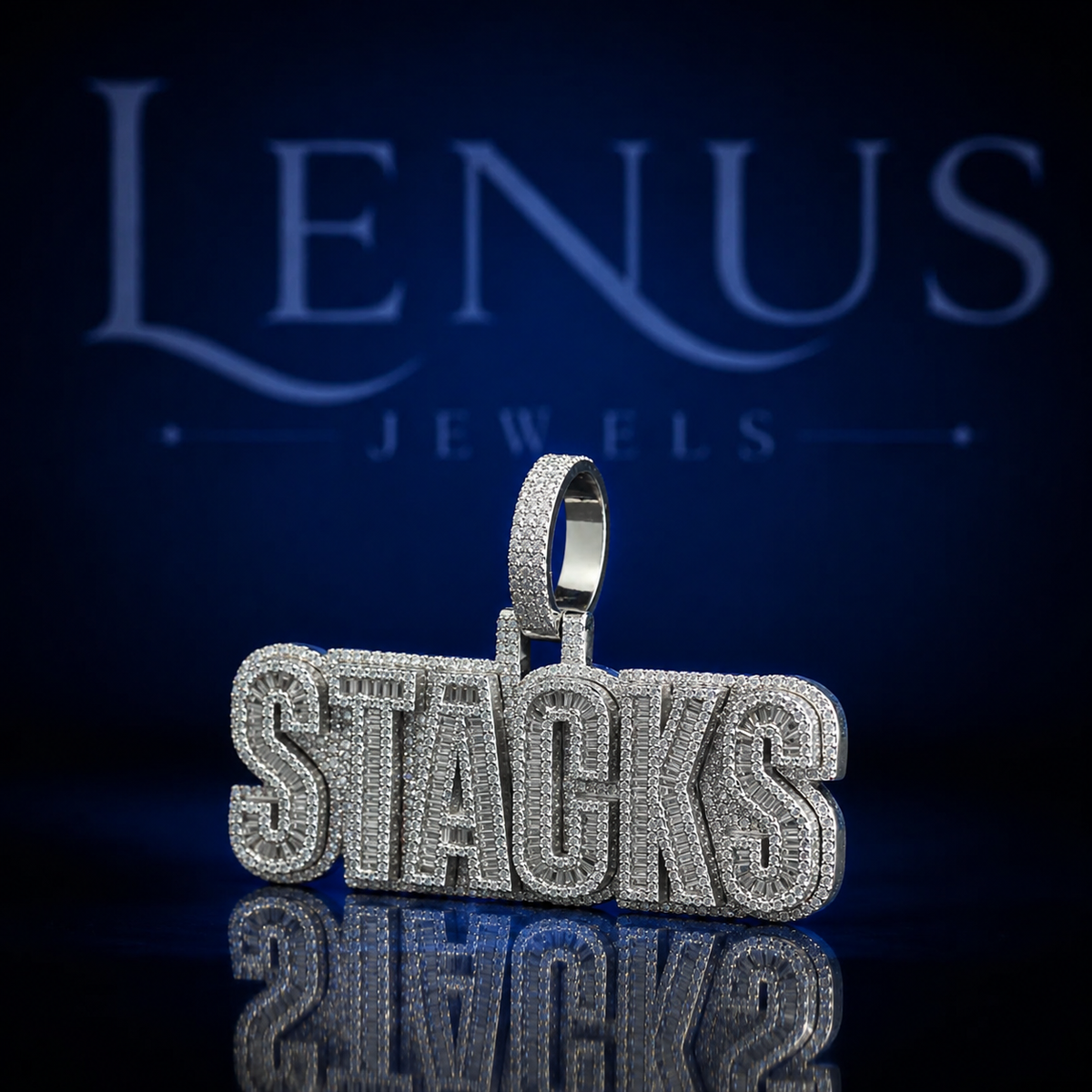Custom STACKS Iced Out Moissanite Pendant – 925 Sterling Silver VVS 3D Block Letter Nameplate with Diamond Tester Pass Hip Hop Jewelry