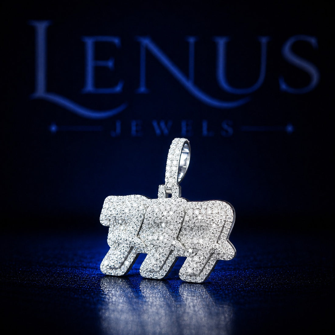 777 Iced Out VVS Moissanite Pendant – 925 Sterling Silver Lucky Number Hip Hop Jewelry