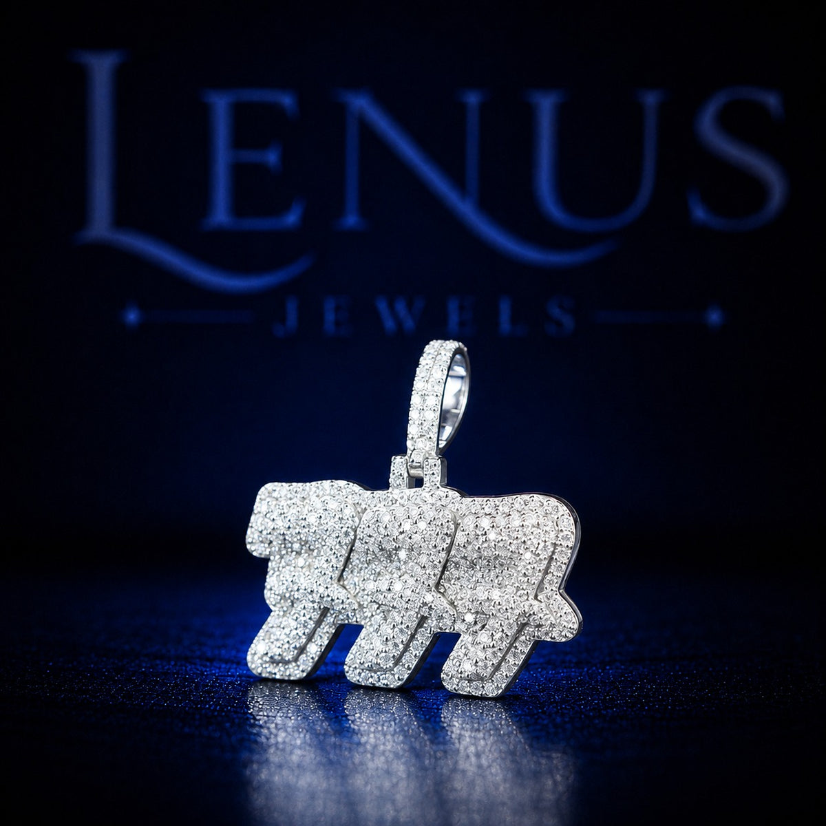 777 Iced Out VVS Moissanite Pendant – 925 Sterling Silver Lucky Number Hip Hop Jewelry