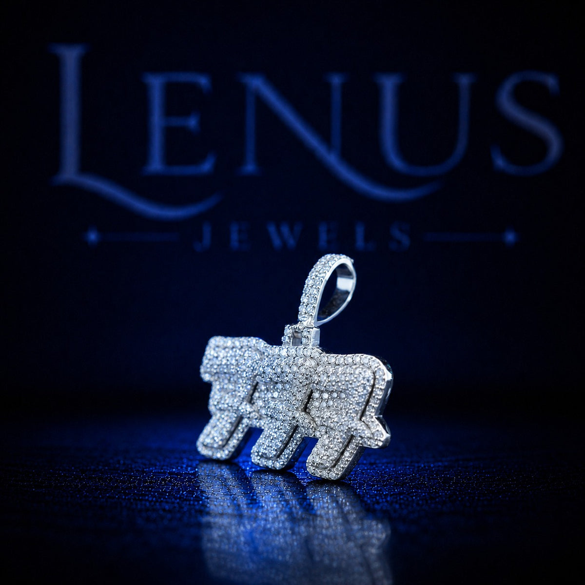 777 Iced Out VVS Moissanite Pendant – 925 Sterling Silver Lucky Number Hip Hop Jewelry
