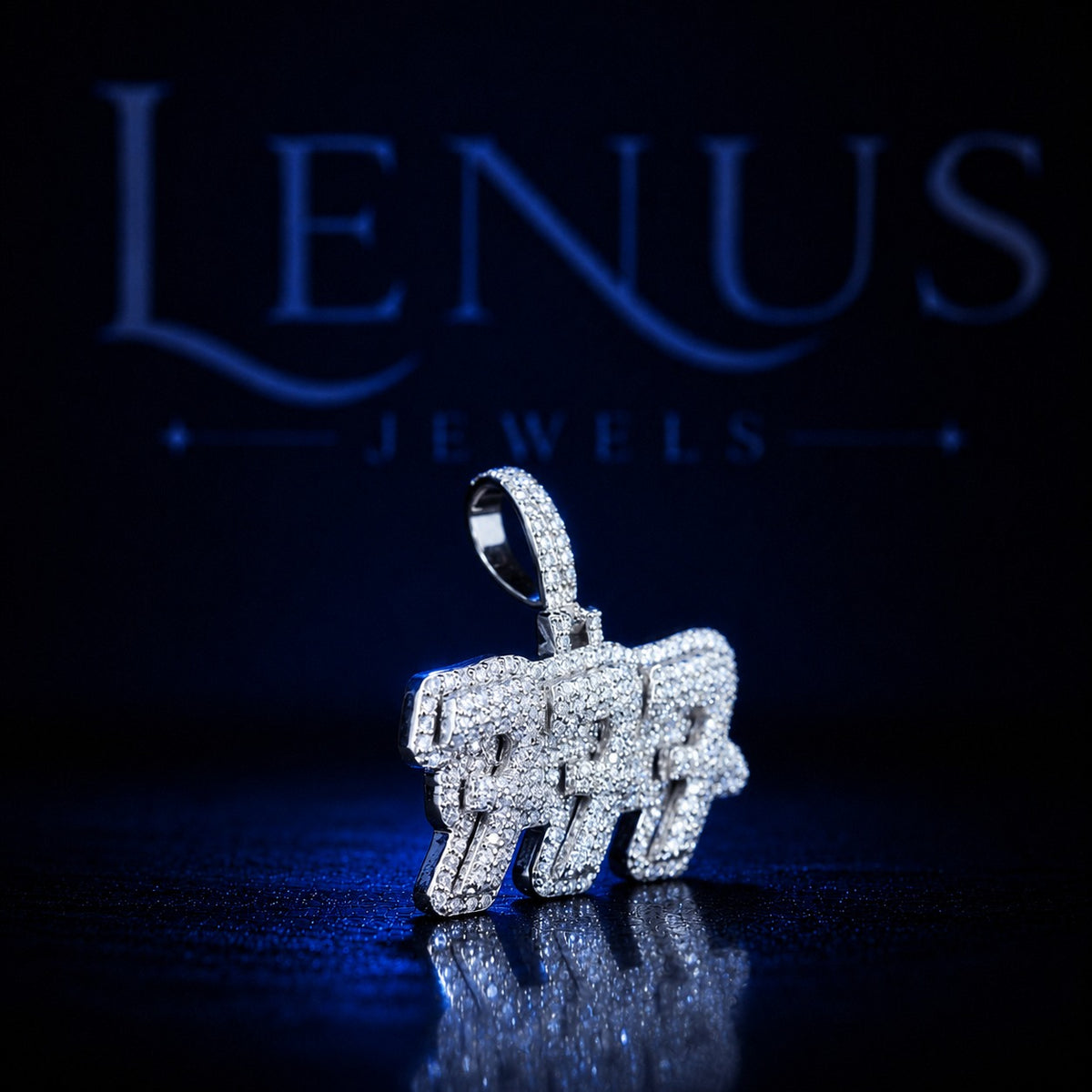 777 Iced Out VVS Moissanite Pendant – 925 Sterling Silver Lucky Number Hip Hop Jewelry