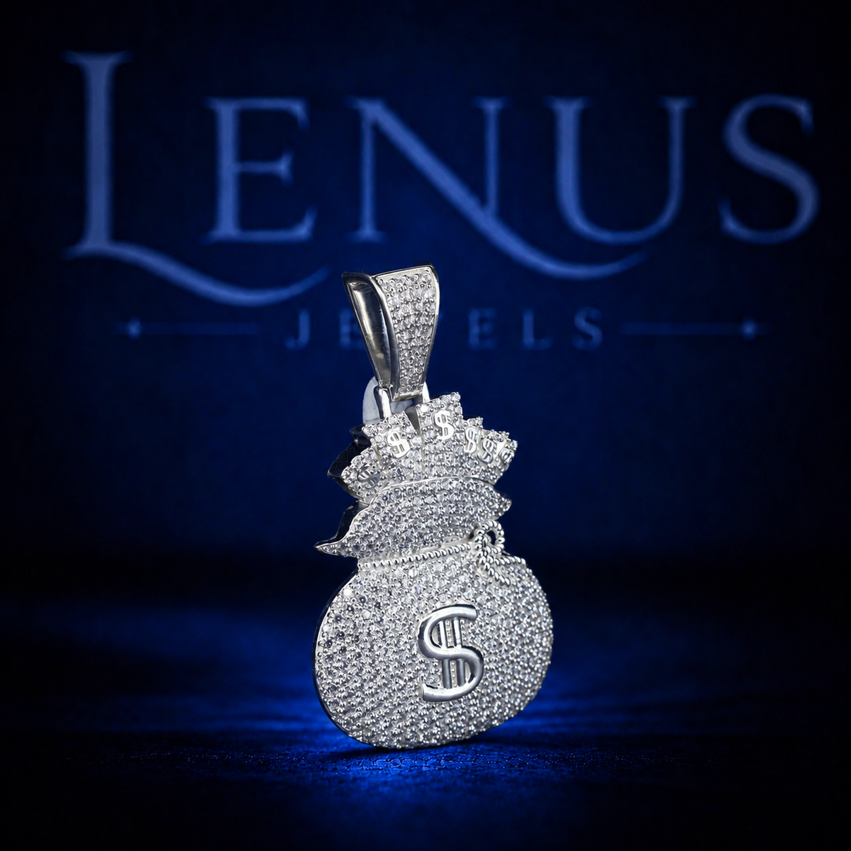 Iced Out Moissanite Money Bag Pendant – VVS Diamond Tester Pass 925 Sterling Silver Dollar Sign Hip Hop Jewelry