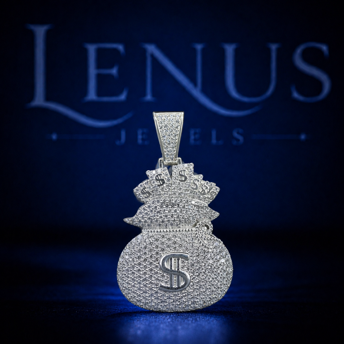 Iced Out Moissanite Money Bag Pendant – VVS Diamond Tester Pass 925 Sterling Silver Dollar Sign Hip Hop Jewelry