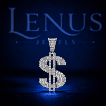 Iced Out Dollar Sign Moissanite Pendant – 925 Sterling Silver VVS Baguette Diamond Tester Pass 3D Money Symbol Hip Hop Jewelry for Men