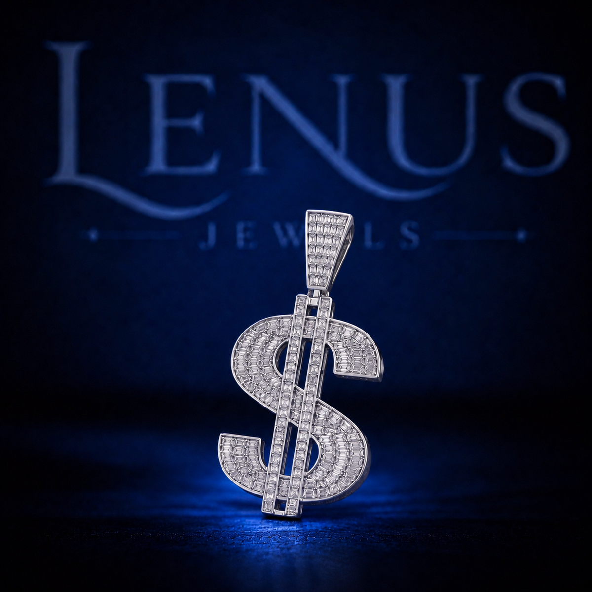 Iced Out Dollar Sign Moissanite Pendant – 925 Sterling Silver VVS Baguette Diamond Tester Pass 3D Money Symbol Hip Hop Jewelry for Men