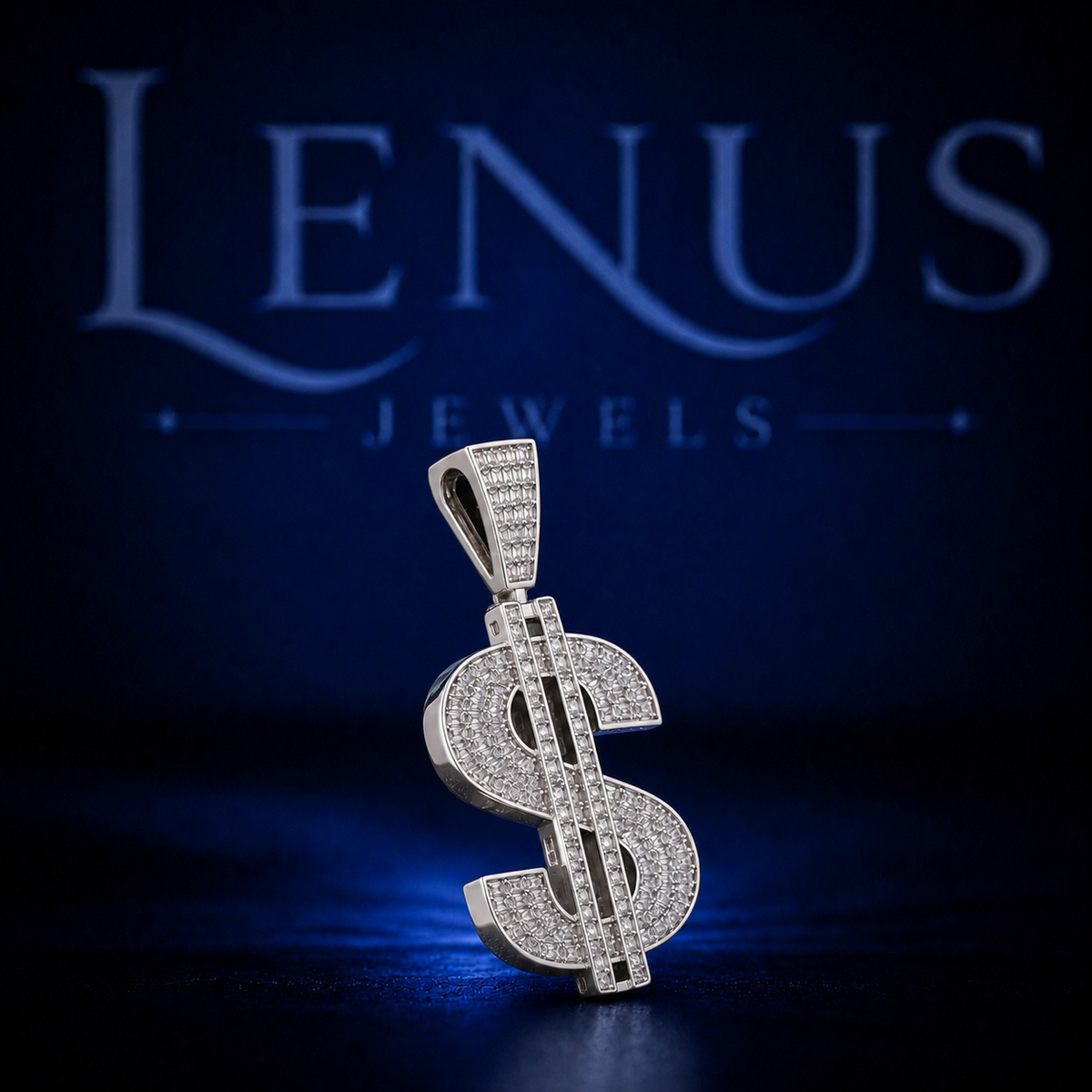 Iced Out Dollar Sign Moissanite Pendant – 925 Sterling Silver VVS Baguette Diamond Tester Pass 3D Money Symbol Hip Hop Jewelry for Men