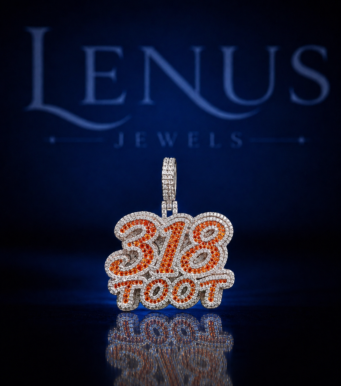 318 TOOT Iced Out Moissanite Pendant – 925 Sterling Silver VVS Orange & White Diamond Tester Pass Custom Number Letter Hip Hop Jewelry for Men