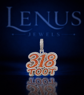 318 TOOT Iced Out Moissanite Pendant – 925 Sterling Silver VVS Orange & White Diamond Tester Pass Custom Number Letter Hip Hop Jewelry for Men