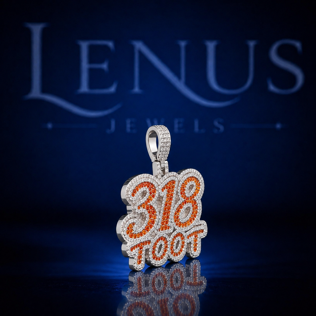 318 TOOT Iced Out Moissanite Pendant – 925 Sterling Silver VVS Orange & White Diamond Tester Pass Custom Number Letter Hip Hop Jewelry for Men