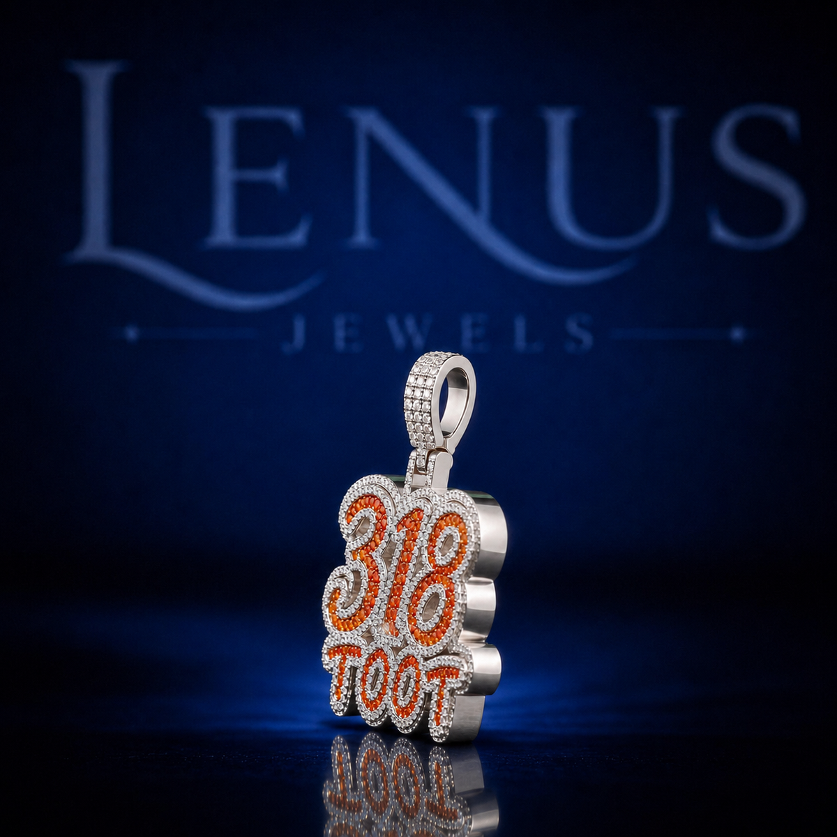 318 TOOT Iced Out Moissanite Pendant – 925 Sterling Silver VVS Orange & White Diamond Tester Pass Custom Number Letter Hip Hop Jewelry for Men