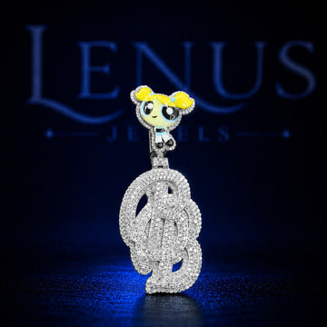 Iced Out Cartoon Girl Moissanite Pendant – 925 Sterling Silver VVS Diamond Tester Pass 3D Custom Letter Hip Hop Jewelry with Enamel Bail