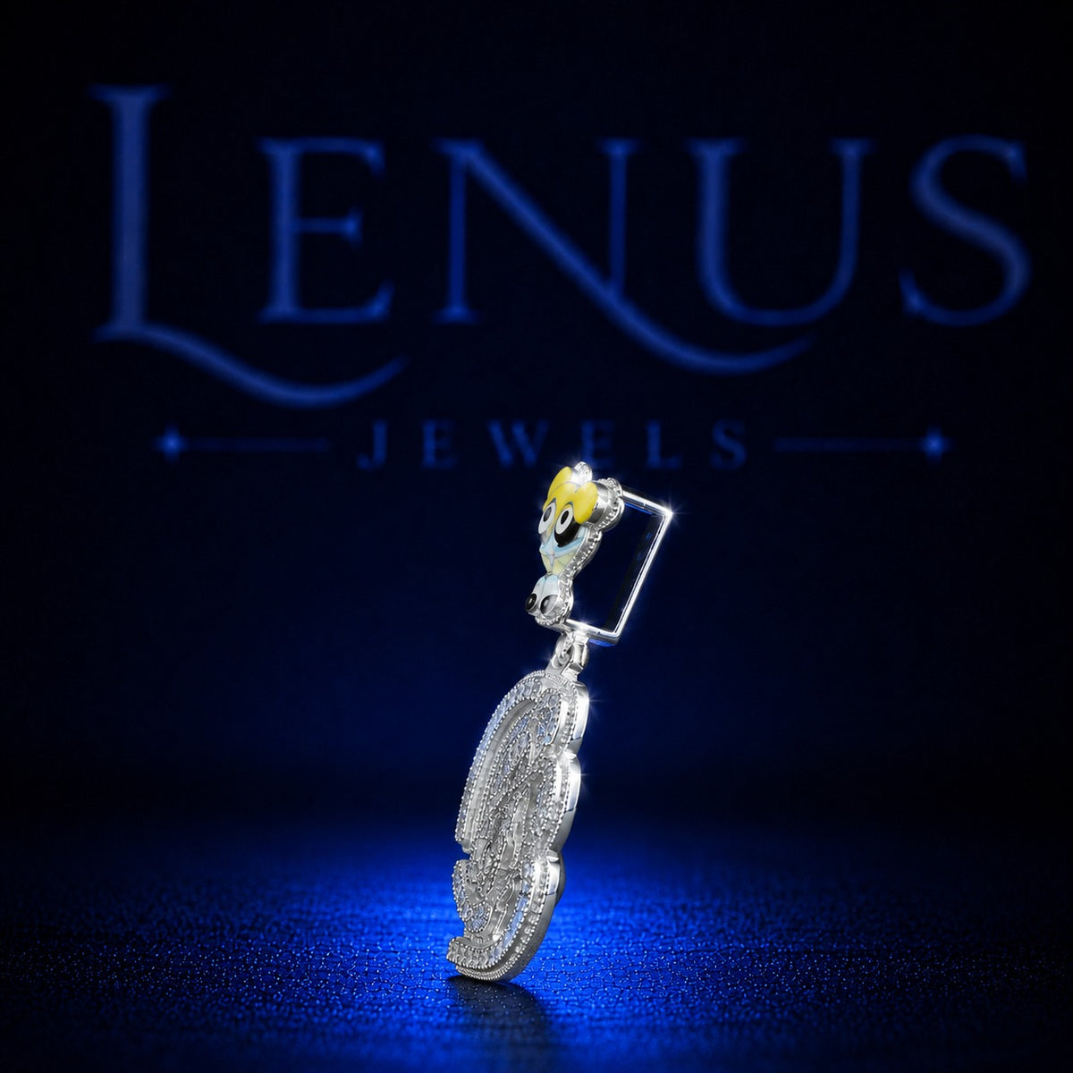 Iced Out Cartoon Girl Moissanite Pendant – 925 Sterling Silver VVS Diamond Tester Pass 3D Custom Letter Hip Hop Jewelry with Enamel Bail