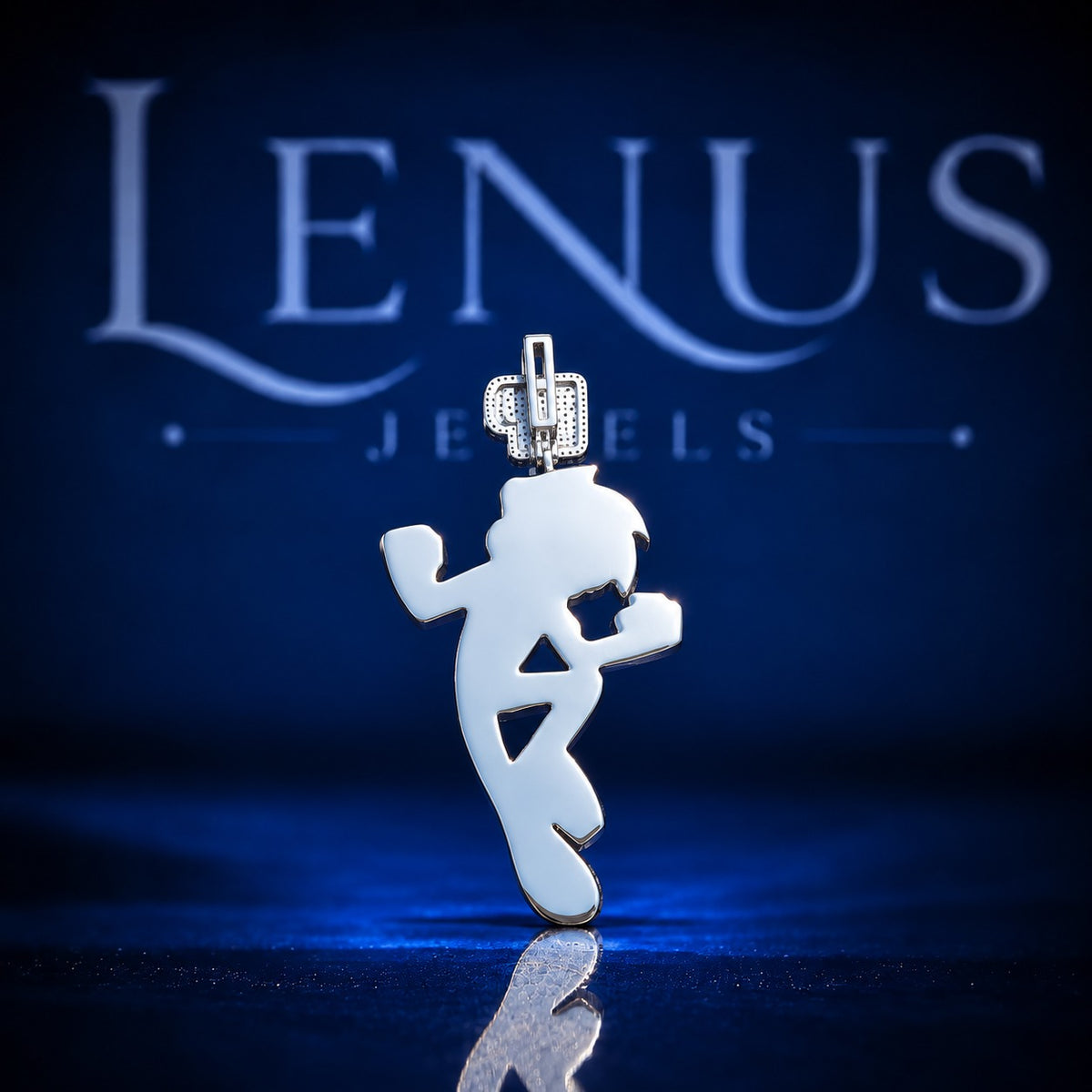 OF Cartoon Boy Iced Out Moissanite Pendant – VVS D Color 925 Sterling Silver Hip Hop Character Charm, Turquoise Enamel Streetwear Jewelry Gift
