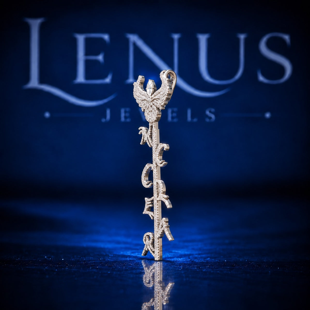 Custom Phoenix Bird Vertical Letter Pendant – VVS Moissanite Iced Out 925 Sterling Silver Hip Hop Statement Jewelry for Men & Women