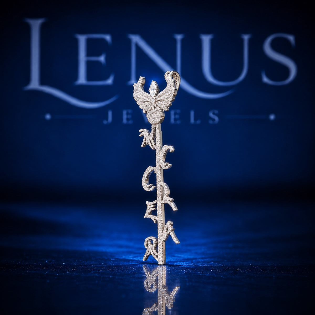 Iced Out Moissanite Winged Key Pendant – VVS Diamond Tester 925 Sterling Silver Angel Key Hip Hop Statement Jewelry