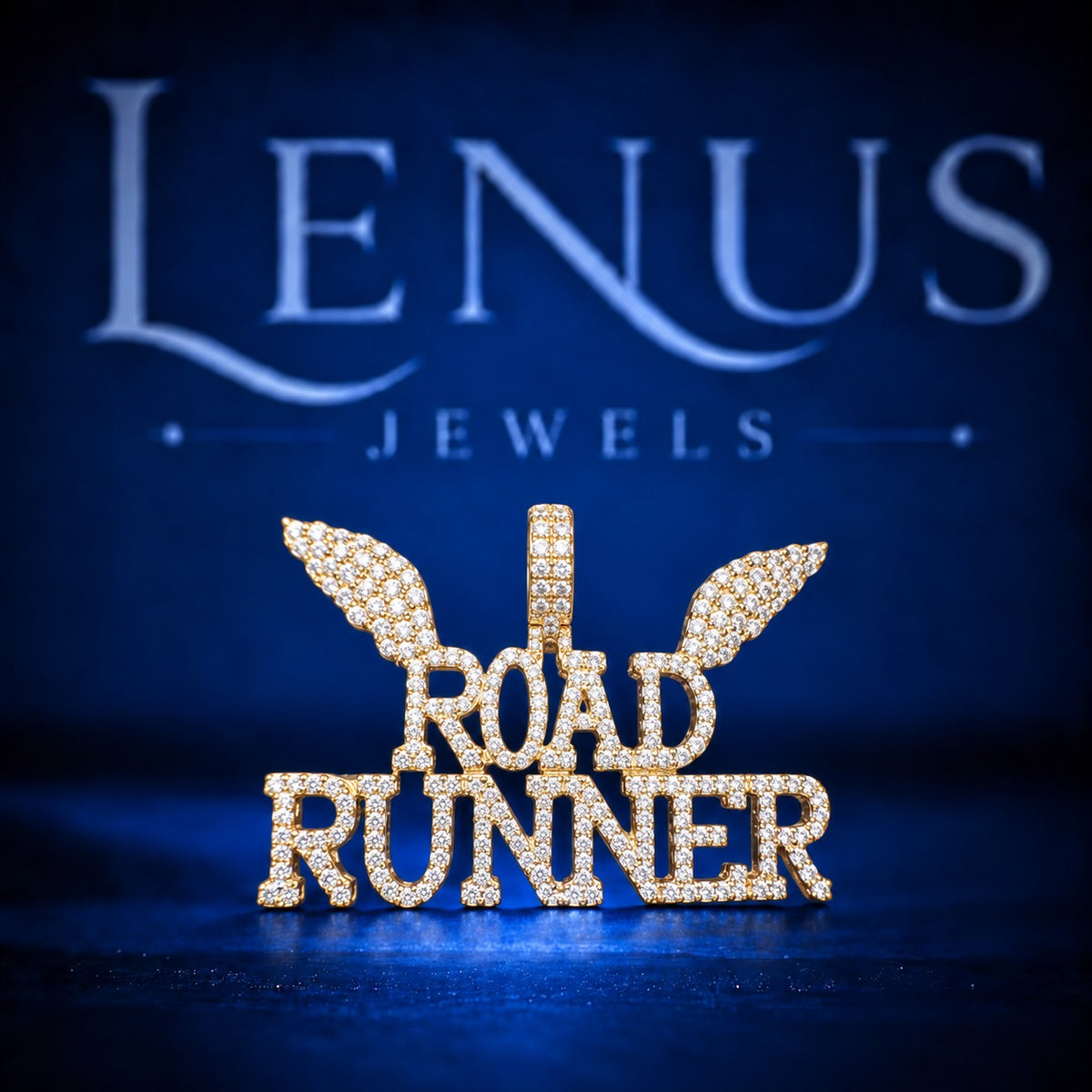 Road Runner Moissanite Pendant – VVS 925 Sterling Silver Gold Finish Iced Out Winged ROAD RUNNER Hip Hop Pendant for Men & Women
